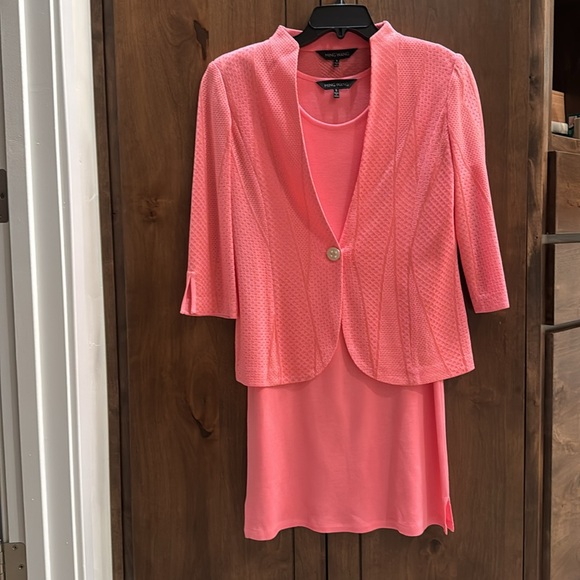 Ming Wang EUC Size Small Knit Salmon Suit Jacket - Picture 10 of 10